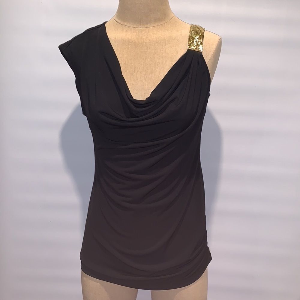New York & Co black top with gold metallic strap, Small